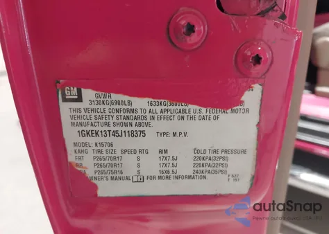 2005 GMC Yukon Slt z USA, uszkodzony, nr VIN 1GKEK13T45J118375